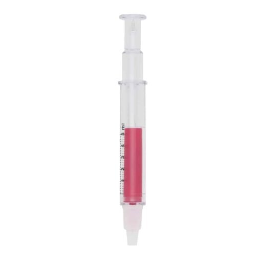 CANETA EM FORMATO DE SERINGA C/ MARCA TEXTO SPX-00006 NA COR ROSA