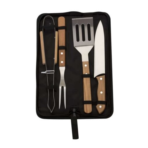 KIT CHURRASCO 4 PEÇAS C/ CAPA  SPX-12462 NA COR PRETO