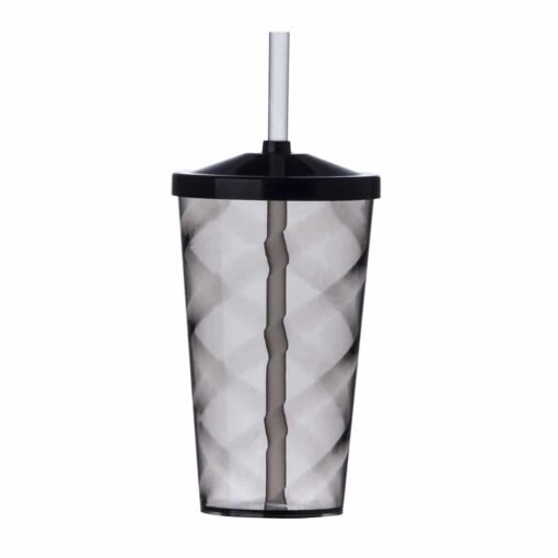 COPO PS 550 ML C/ TAMPA E CANUDO  SPX-13380 NA COR PRETO