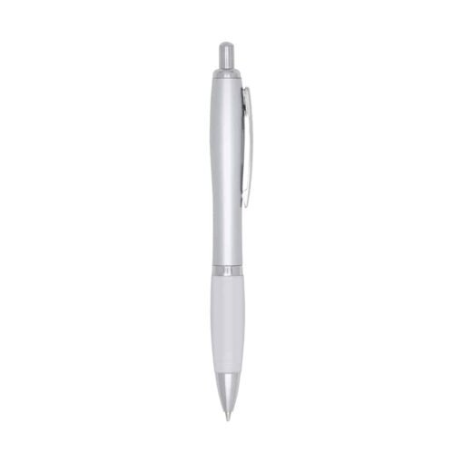 CANETA PLÁSTICA C/ DET EMBORRACHADO SPX-00518 NA COR BRANCO