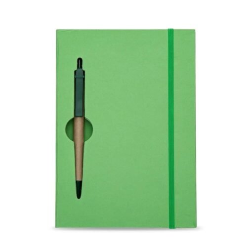 BLOCO DE ANOTAÇÕES C/ CANETA ECOLÓGICA  SPX-13005 NA COR VERDE
