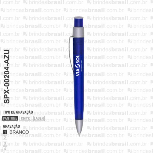 Caneta Personalizada Plástica - Azul/Prata SPX-00204-AZU - Imagem 3
