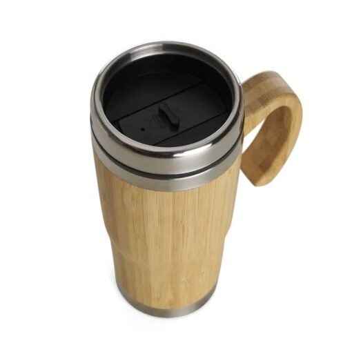 Caneca Personalizada Bambu 450Ml - Madeira/Inox - Imagem 3