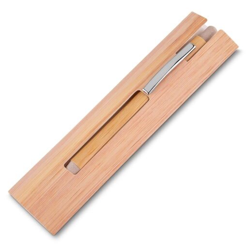 CANETA BAMBU C/ ESTOJO PAPEL SPX-14672 NA COR MADEIRA