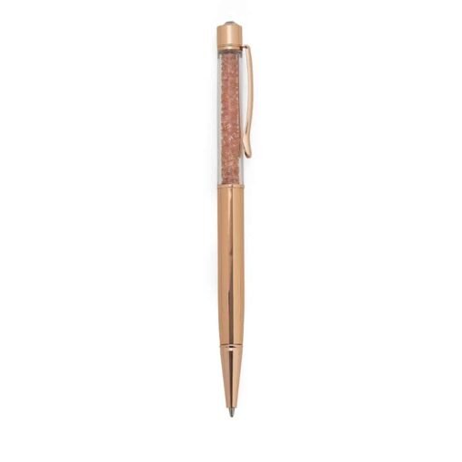 CANETA METAL COM CRISTAIS  SPX-14552 NA COR COBRE OU CHAMPAGNE