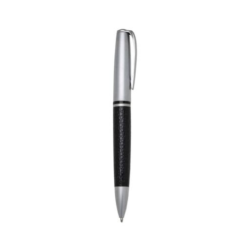 CANETA METAL FOSCO C/ COURO SPX-ER133F NA COR PRATA