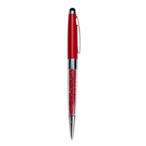 CANETA METAL C/ CRISTAIS TOUCH SPX-13991 NA COR VERMELHO