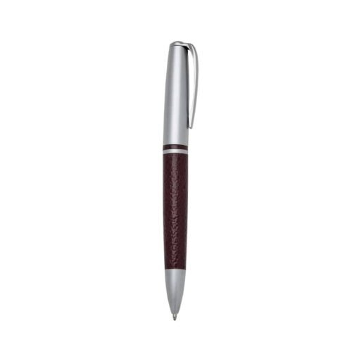 CANETA METAL FOSCO C/ COURO SPX-ER133F NA COR PRATA OU CINZA