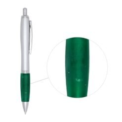 CANETA PLÁSTICA C/ DET EMBORRACHADO SPX-518*C NA COR PRATA