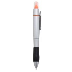 CANETA PLÁSTICA C/ MARCA TEXTO  SPX-ER2028 NA COR LARANJA