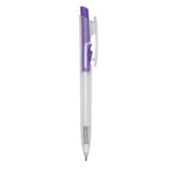 CANETA PLÁSTICA TRANSLUCIDA SPX-01097A NA COR ROXO