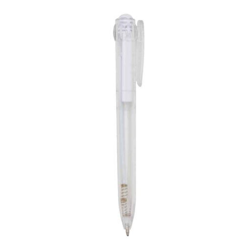 CANETA PLÁSTICA  SPX-12262 NA COR BRANCO OU TRANSPARENTE