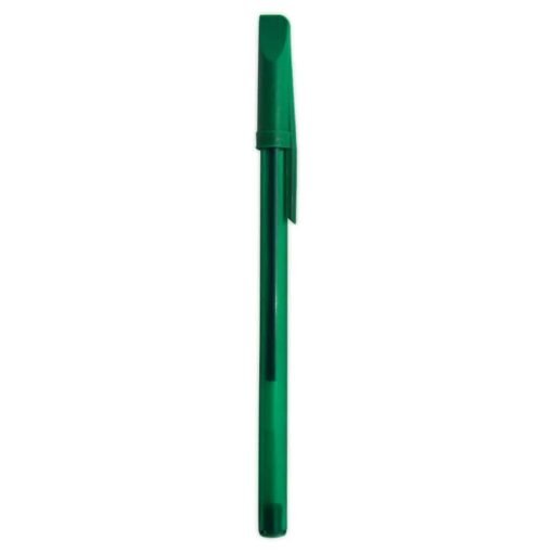 CANETA PLÁSTICA TRANSLUCIDA C/ TAMPA  SPX-13629T NA COR VERDE