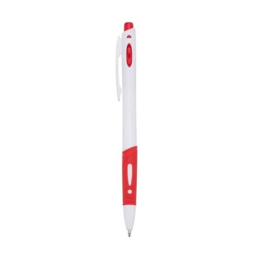 CANETA PLÁSTICA C/ DET EMBORRACHADO  SPX-13500 NA COR BRANCO OU TRANSPARENTE