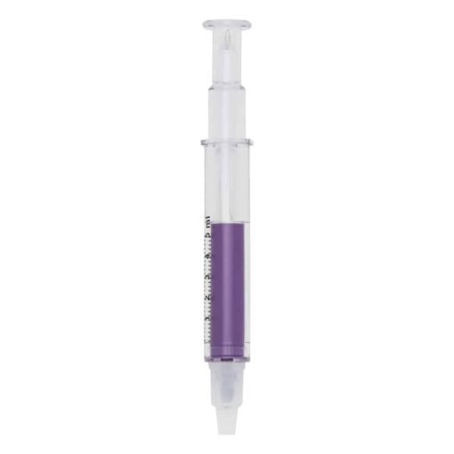 CANETA EM FORMATO DE SERINGA C/ MARCA TEXTO SPX-00006 NA COR ROXO
