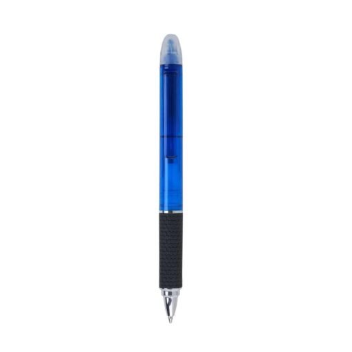 CANETA PLÁSTICA C/ MARCA TEXTO SPX-1704B NA COR AZUL
