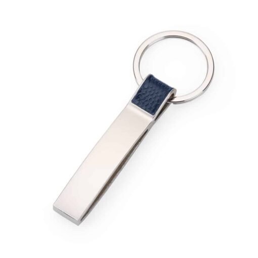 CHAVEIRO DE METAL C/ DETALHE EM COURO  SPX-12026 NA COR AZUL