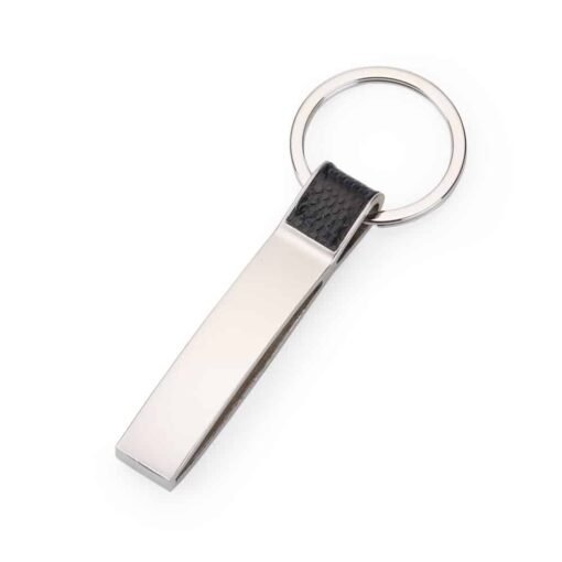 CHAVEIRO DE METAL C/ DETALHE EM COURO  SPX-12026 NA COR PRETO OU FUMÊ