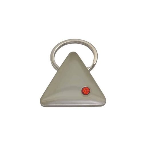 CHAVEIRO METAL FORMATO TRIANGULO COM PEDRINHA SPX-P@11628 NA COR PRATA OU CINZA