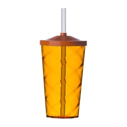 COPO PS 550 ML C/ TAMPA E CANUDO  SPX-13380 NA COR LARANJA