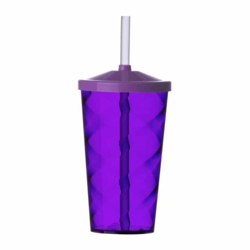 COPO PS 550 ML C/ TAMPA E CANUDO  SPX-13380 NA COR ROXO