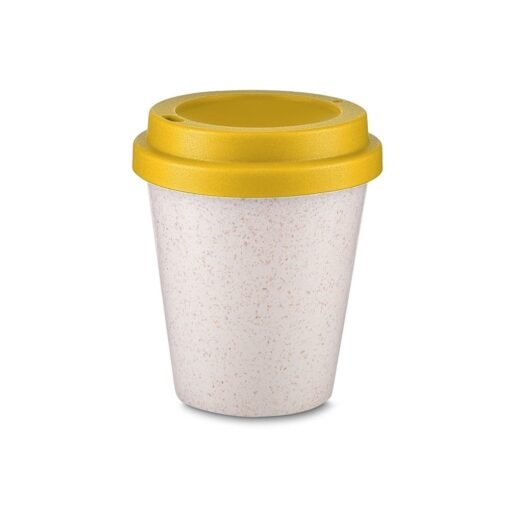 COPO FIBRA DE ARROZ C/ TAMPA 350ML  SPX-14498 NA COR AMARELO