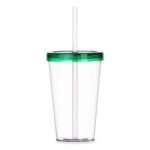 COPO C/ TAMPA E CANUDO  SPX-P@14505-TRA/VD NA COR TRANSPARENTE