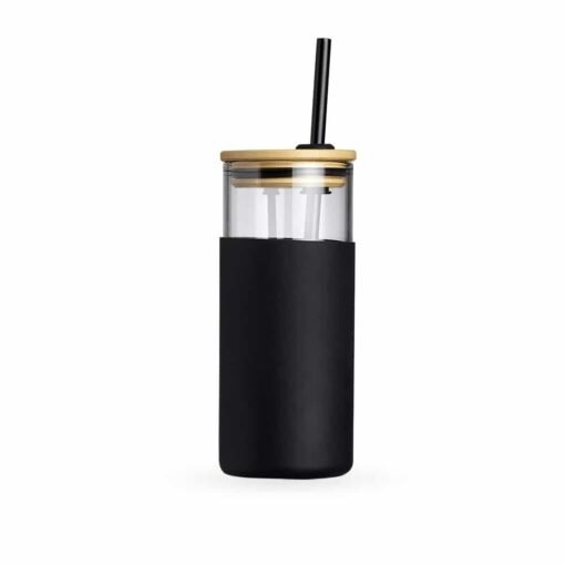 COPO DE VIDRO COM TAMPA SPX-14745 NA COR PRETO OU FUMÊ