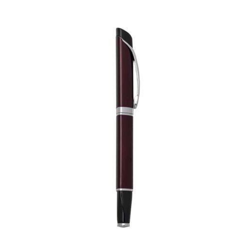 CANETA METAL ESFERO TRIANGULAR DET PRETO SPX-ER185B NA COR VERMELHO