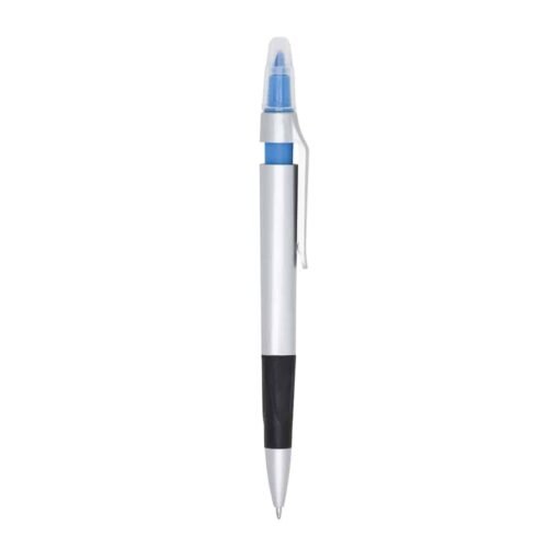 CANETA PLÁSTICA C/ MARCA TEXTO  SPX-ER2037 NA COR AZUL