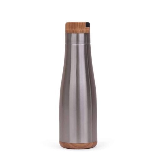 GARRAFA INOX C/ DET. MADEIRA SPX-14370 NA COR PRATA OU CINZA
