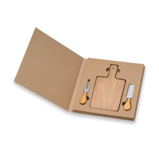 KIT QUEIJO 2 PEÇAS + TÁBUA QUADRADA SPX-18630 NA COR MADEIRA - Imagem 2