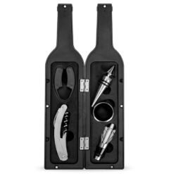 KIT VINHO 5PÇS FORMATO GARRAFA SPX-11870 NA COR PRETO