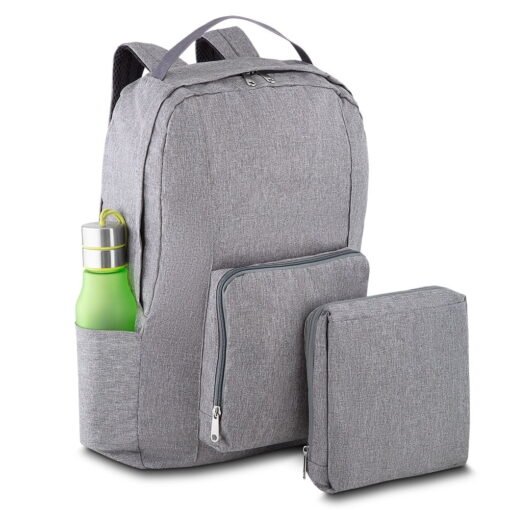 MOCHILA DOBRAVEL EM POLIESTER SPX-14407 NA COR PRATA OU CINZA