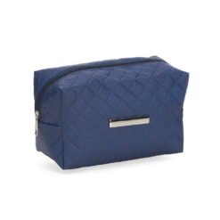 NECESSAIRE PUFF MATELASSÊ C/ DETALHE PRATA  SPX-13295 NA COR AZUL