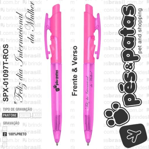 Caneta Personalizada Plástica - Rosa SPX-01097T-ROS - Imagem 4
