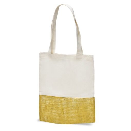 SACOLA EM ALGODÃO E JUTA SPX-14585 NA COR AMARELO