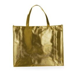 SACOLA EM TNT REVESTIDA C/ PLASTICO SPX-18537G NA COR DOURADO