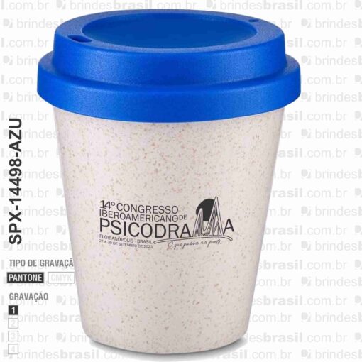 Copo Personalizado Plástica 350Ml - Bege/Azul SPX-14498-AZU - Imagem 3