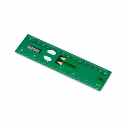 Kit de escrita em PS. Incluso régua de 15 cm, 2 mini lápis, 1 borracha e 1 apontador. Régua: 157 x 42 x 15 mm - Imagem 8
