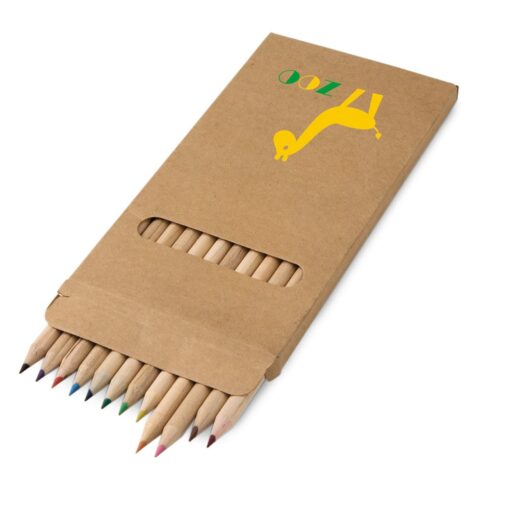 Caixa de cartão com 12 lápis de cor. 90 x 180 x 9 mm