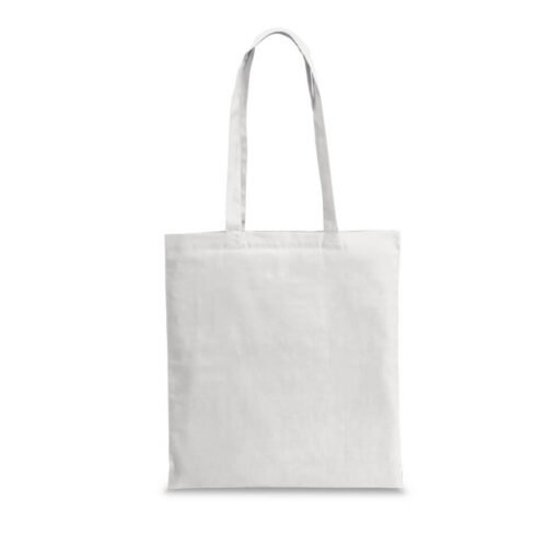 Sacola em algodão reciclado e poliéster (140 g/m²) com alças de 65 cm. 380 x 429 mm