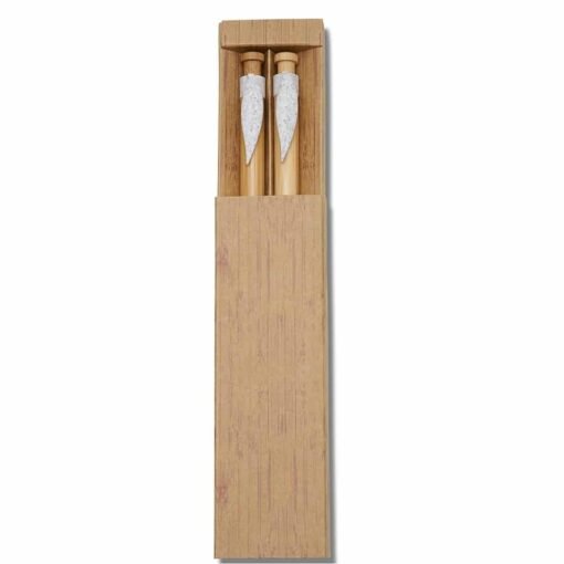 CONJ. CANETA E LAPISEIRA BAMBU SPX-14334 NA COR MADEIRA