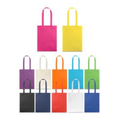 Sacola em non-woven (80 g/m²) termo-selado com alças de 55 cm. 270 x 350 mm