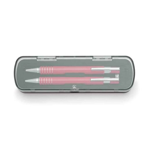 KIT ESTOJO ACRILICO C/ CANETA  LAPISEIRA 5 ANEIS SEMI METAL  SPX-12609 NA COR VERMELHO