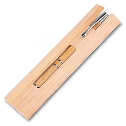 CANETA BAMBU C/ ESTOJO PAPEL SPX-14665-BMB NA COR LARANJA