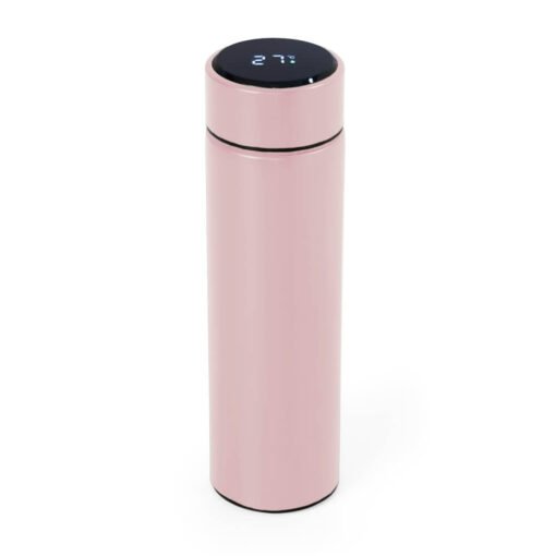 GARRAFA TÉRMICA 400ML C/ TERMÔMETRO SPX-14794 NA COR ROSA