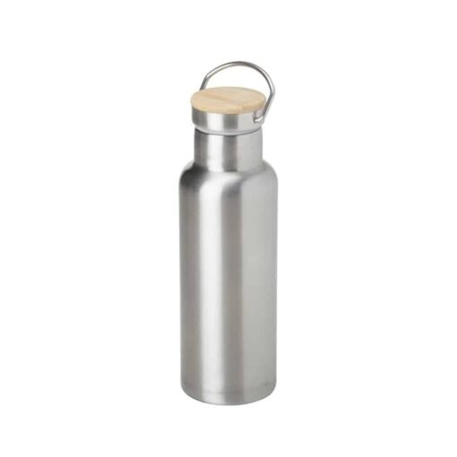 GARRAFA TÉRMICA 500ML C/ TAMPA BAMBU SPX-05033 NA COR INOX