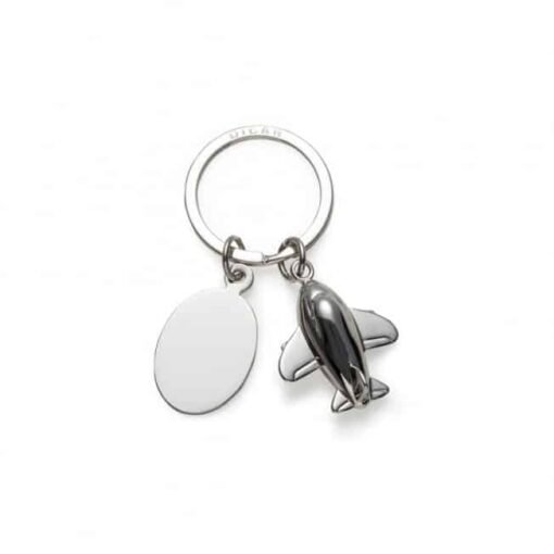 CHAVEIRO METAL AVIÃO C/ PLACA  SPX-12085 NA COR PRATA OU CINZA