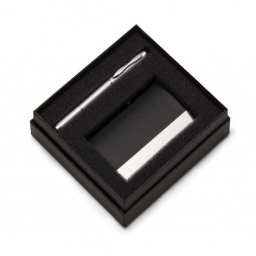 CONJUNTO CANETA 3 EM 1 C/ PORTA CARTÃO  SPX-12736 NA COR PRETO OU FUMÊ